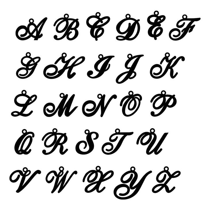 Statement Initial Pendant Necklace Cursive Style in 14k Yellow or White Gold Personalized Jewelry