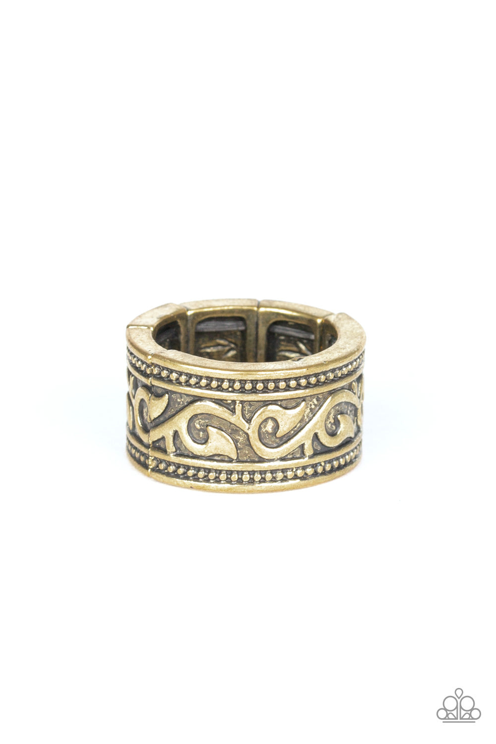 Antiqued Brass Stretch Ring for Men - Vine of Valor