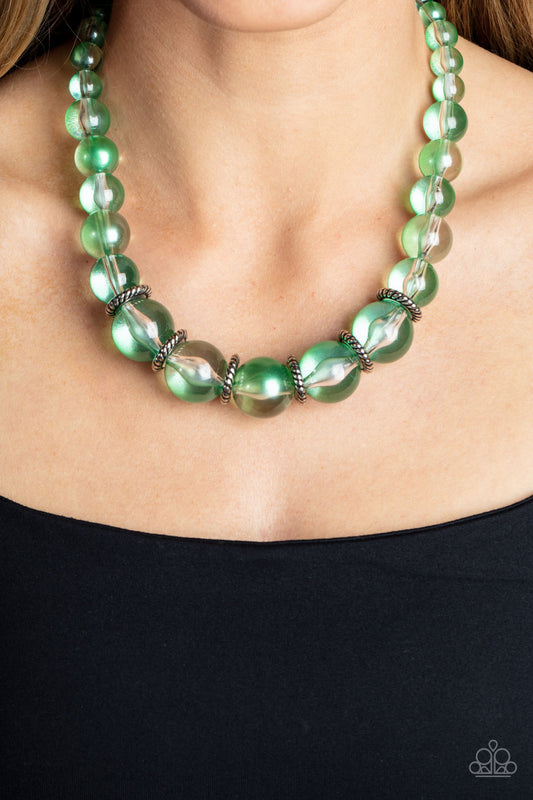 Marina Mirage - Green Translucent Beaded Necklace