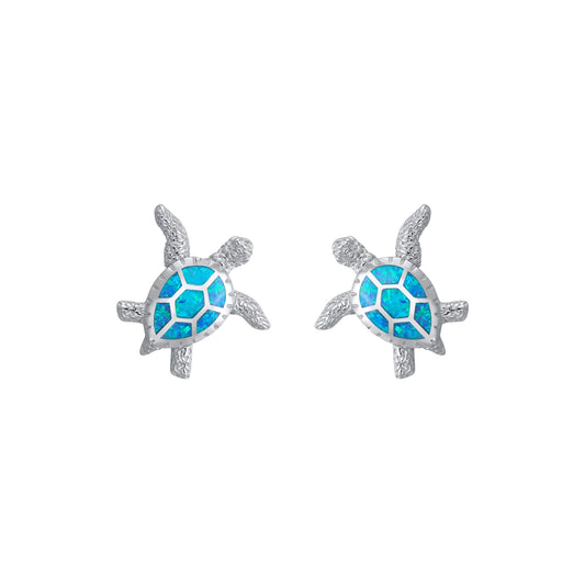 Fire Opal Turtle Earrings in Sterling Silver