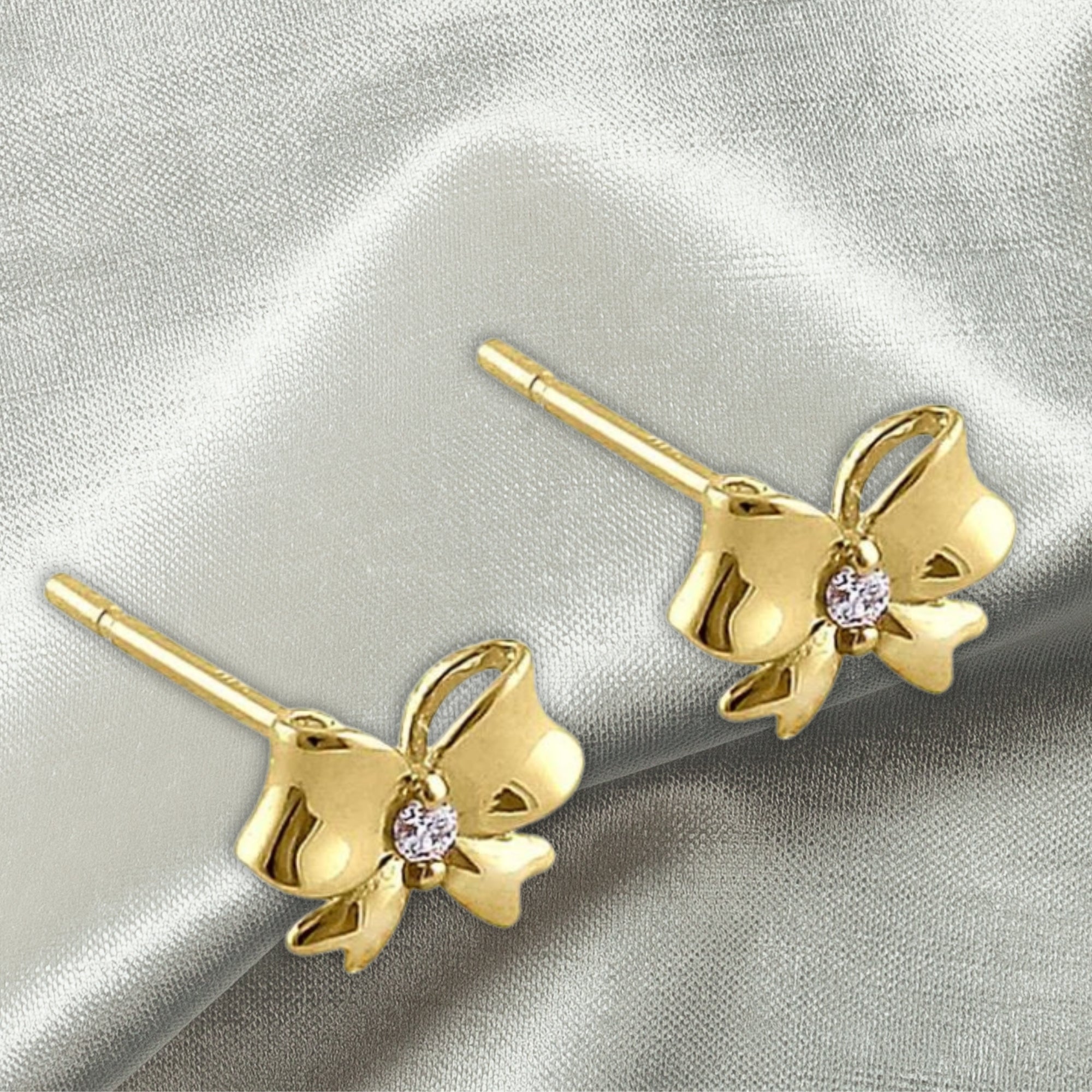 14K Gold Dainty Bow Studs | 14K Gold cheapest Minimal Bow Earrings | Bow Studs